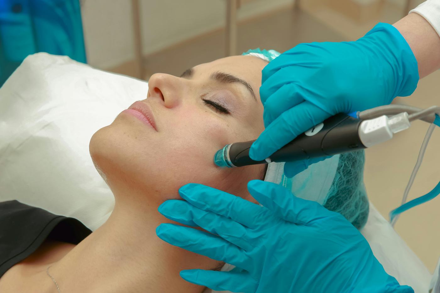 Hydra Facial beauty treatment with glowing skincare result