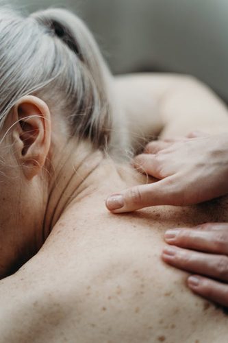 Relaxing neck and shoulder massage wellness treatment